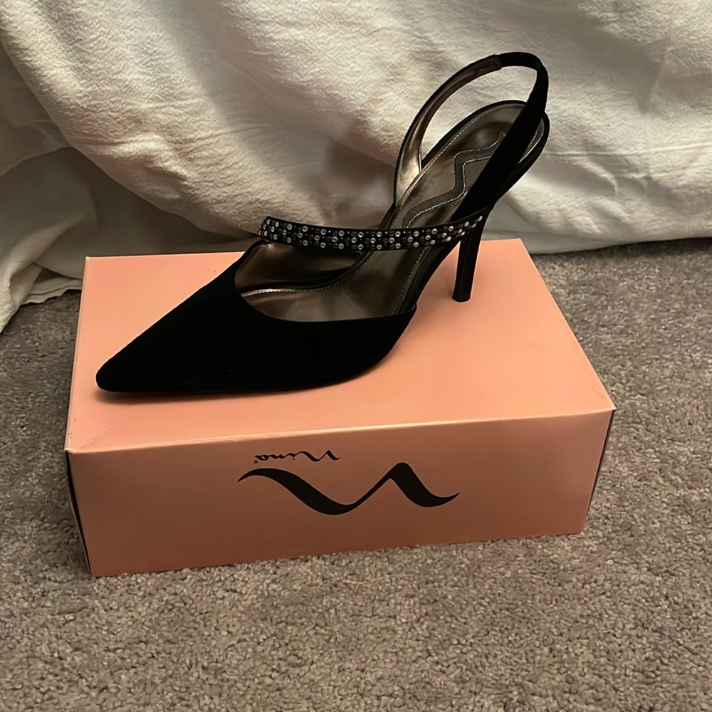 Nina Black Satin Dressy Pump